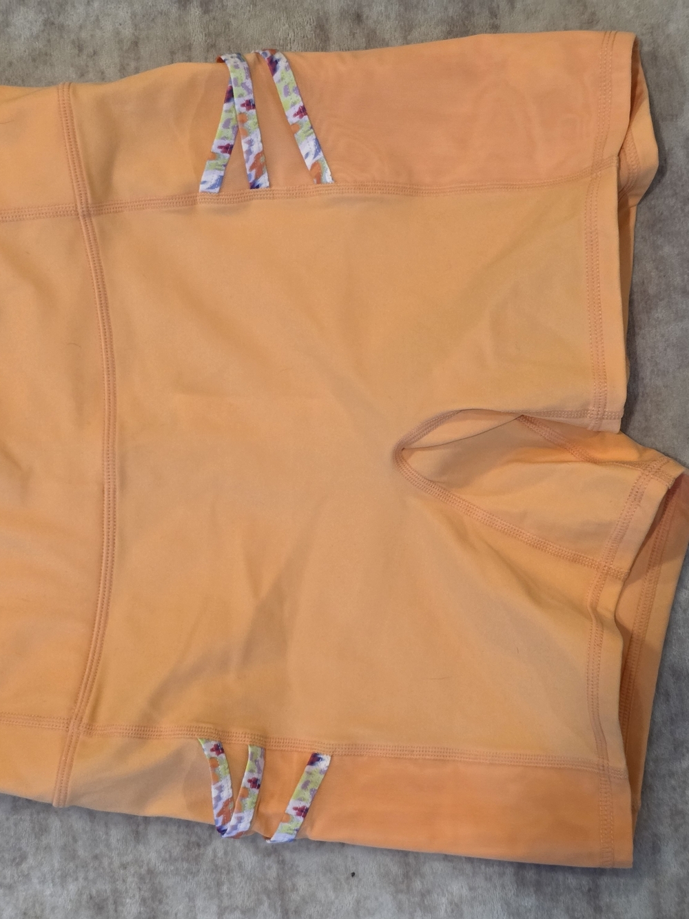 Peach Orange Athletic Shorts with Patterned Straps Fabletics Medium
